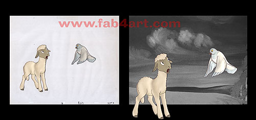 Animal Farm Cels (1954) - Lamb and Pigeon